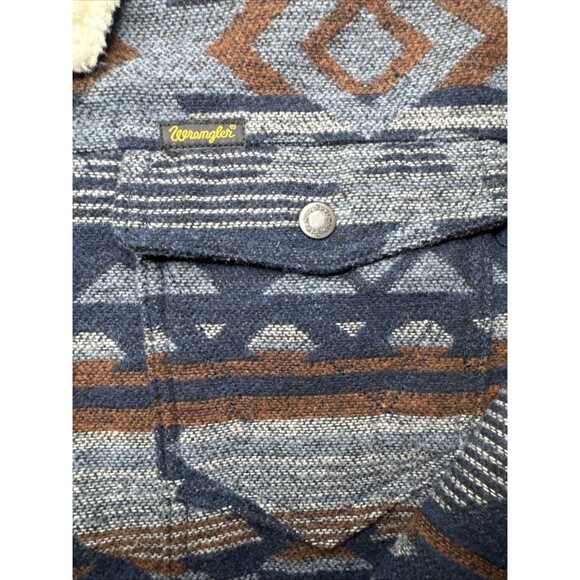 Wrangler Sherpa Lined Jacquard Jacket XL Pageant Blue Western Vintage Style - Picture 5 of 9